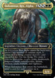 [Foil] Indominus Rex, Alpha (Borderless) (Emblem) (39) (Universes Beyond: Jurassic World Collection)